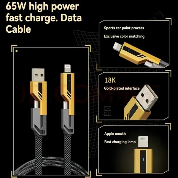 4-in-1 Multi Usb Charging Cable – For Iphone And Type C | Fast Pd Charger Cord For Iphone, Ipad, Samsung, Macbook