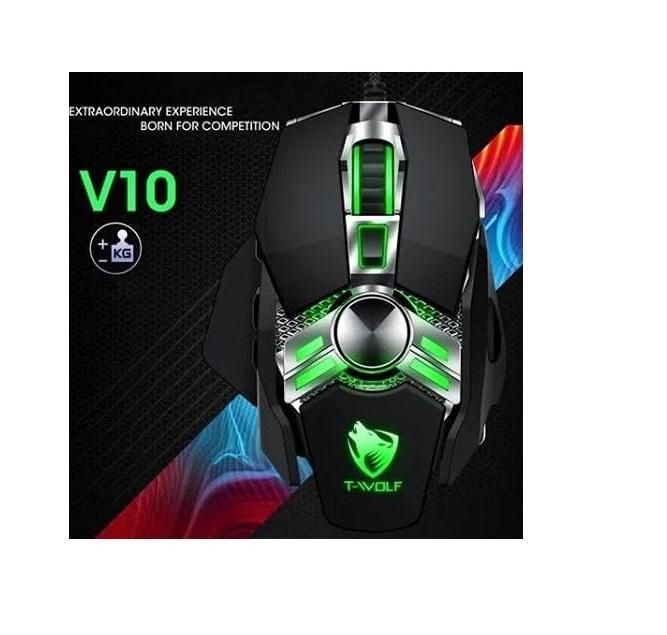 T-WOLF V10 RGB Wired Gaming Mouse – Macro Programming, 7 Buttons, Esports USB Mouse for PC & Laptop