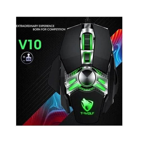 T-WOLF V10 RGB Wired Gaming Mouse – Macro Programming, 7 Buttons, Esports USB Mouse for PC & Laptop