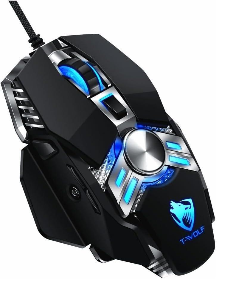 T-WOLF V10 RGB Wired Gaming Mouse – Macro Programming, 7 Buttons, Esports USB Mouse for PC & Laptop